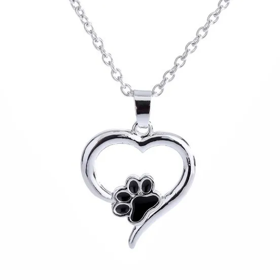 

Pet Memorial jewerly cat always in my Heart dog lover Cat Foot paw print heart necklace Lover Pendant Animal Keepsake jewelry
