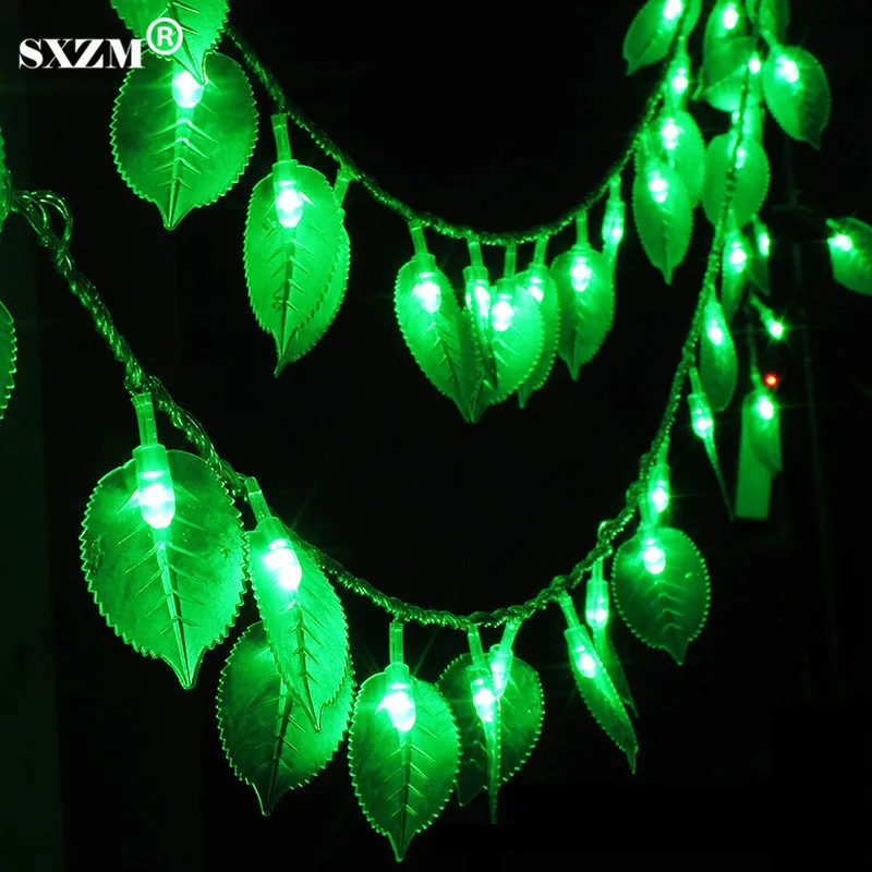 

SXZM 10M 100Led string light Green leaves AC110V 220V holiday Outdoor decorative lighting 8 modes EU/US plug Waterproof