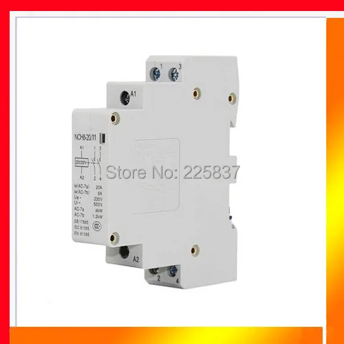 

Free shipping high quality NCH8-20/11 AC 220v 50/60Hz 20A 1-NO 1-NC DIN Rail home 2P 2-pole household modular mini contactor