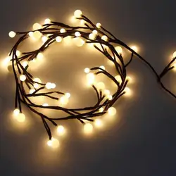 UL120 2,5 м 72 светодиодный филиал ротанга белый шар светодиодный Строка Фея Света 8 Режим Рождественский венок для Новый год Рождество крытый