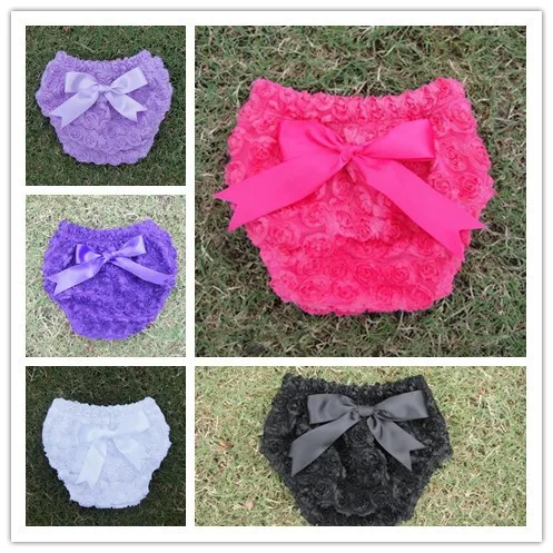 Shorts de Algodão com Fita Cor do Bebê Doce Rosa Flores Bloomer Infantil Meninas Arco Crianças Fralda Capa pp Shorts Roupa Interior 24 Pçs - Lote 14 Mamãe e Bebê
