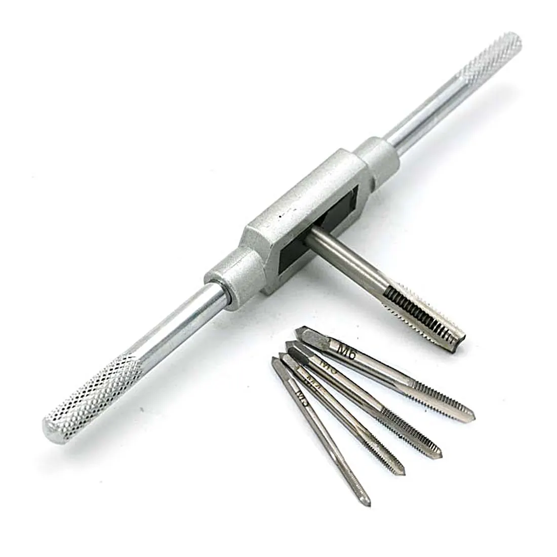 

New 6pcs/set 3F Hand Screw Thread Metric Plug Tap Set M3 M4 M5 M6 M8 With Adjustable Tap Wrench 1/16-1/2