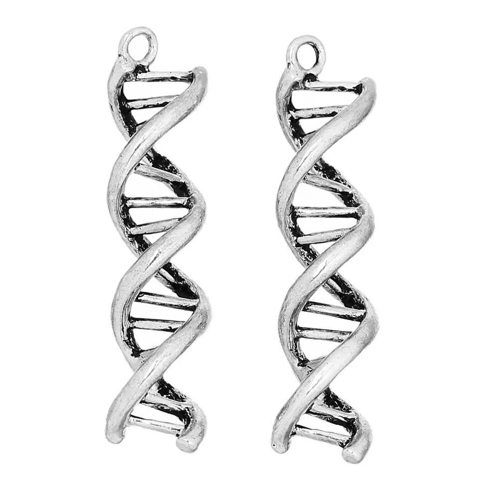 Doreenbeads амулет кулоны DNA Gene Helix античное серебро 40 мм(1 5/") х 10 мм(3/8"), 10 шт