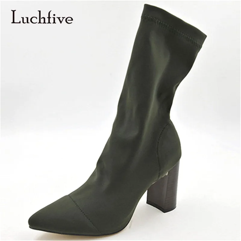 square heel slip on boots