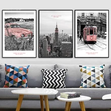New York Empire State Building Car Wall Art Canvas Painting Nordic Posters And Prints Wall Pictures For Living Room Home Decor
