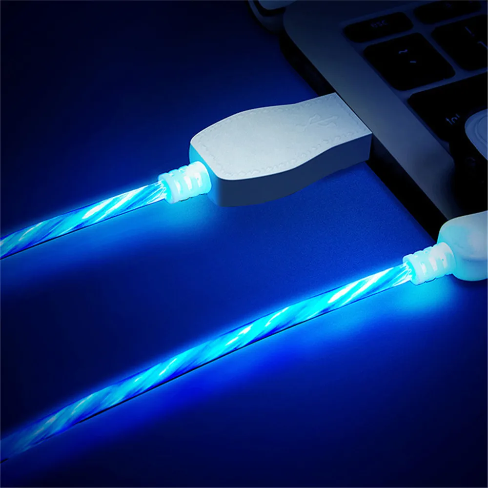 LED غاسل كابل شحن ل فون X هواوي P20 لايت Honor10 Xiaomi Mi8 Mi6 USB C نوع C الهاتف المحمول شاحن تتدفق كابل
