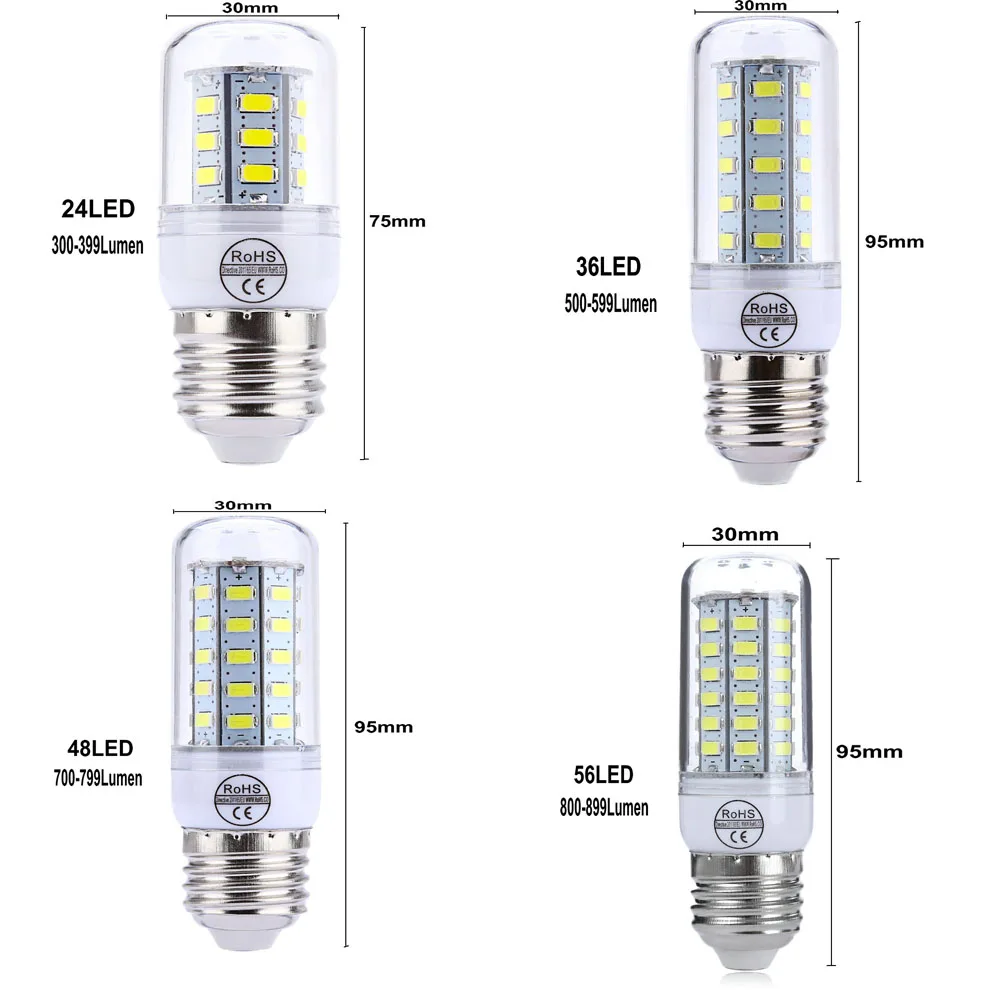 4 шт./лот E27 светодиодный светильник E14 светодиодный лампы 110V 220V SMD5730 люстра в форме свечи светильник 24 36 48 56 72 светодиодные лампы «Кукуруза» лампы для домашнего декора ампулы