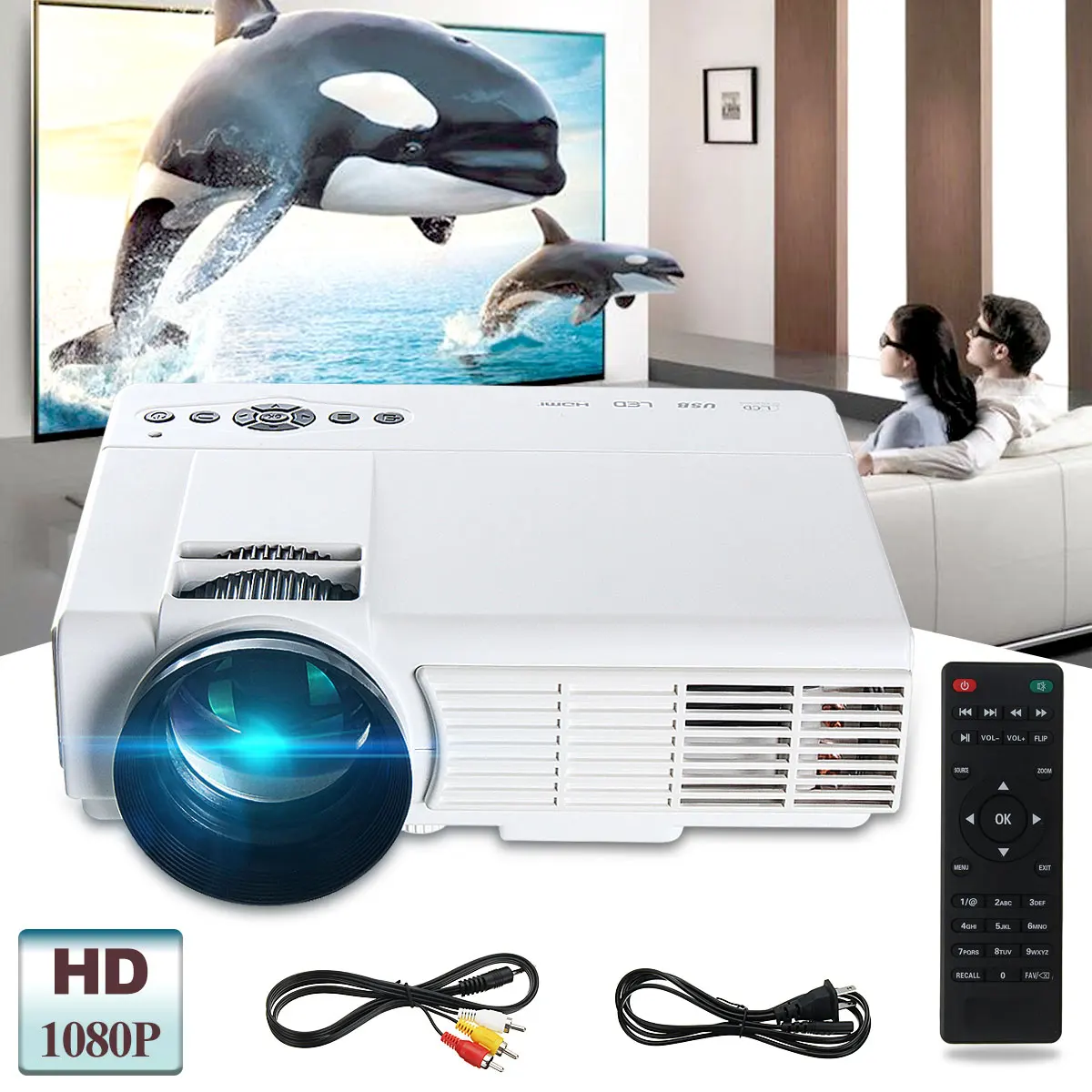 3000 Lumens 3D 1080P HD Mini Portable Projector Digital Projector For Home Theater Movie Home Beamer 3000 Lumens 3D 1080P HD Mini Portable Projector Digital Projector For Home Theater Movie Home Beamer