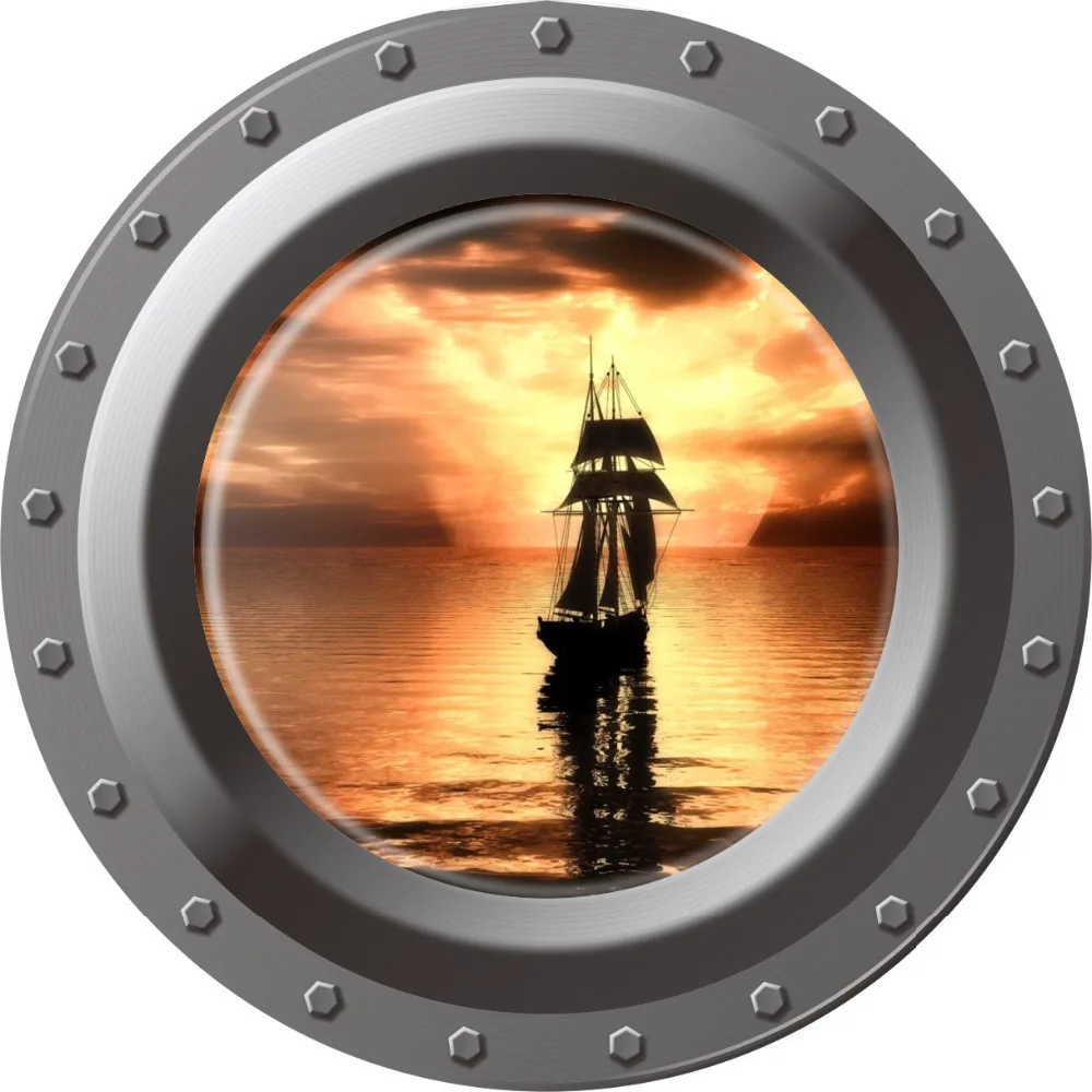 3d Ocean View Window Submarine Wall Stickers Decals Porthole Graphics Sea Portal Peel Stick Sea Cruise Art Kids Room Decorations