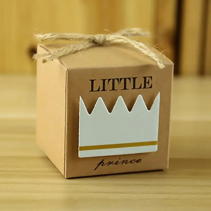 10 шт./лот Baby Shower новорожденных детская Леденцовая коробка Маленький принц маленькая принцесса Корона конфеты коробки Прекрасный Babyshower вечерние подарочные коробки 40