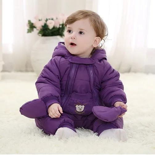 

Newborn Baby Cotton One-piece Thick Hooded Baby Toddler Autumn Winter Clothes Romper