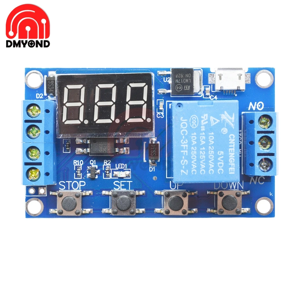 

DC 5V Digital LED Display Micro USB Trigger Automation Delay Cycle Timer Control Switch Relay Module Board Controller