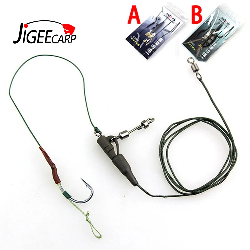 

JIGEECARP 1Set #2 #4 #6 #8 Hook Hand Tied Carp Fishing Hair Rigs Carp Rig Set inline Method Lead for Pop-up Boilie Bait