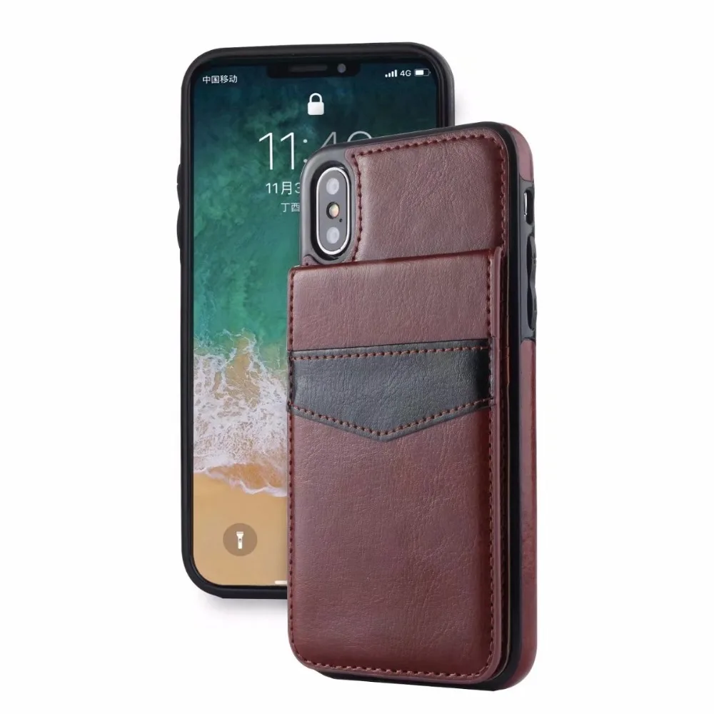 HengLiTai кожаный флип чехол для iPhone 7 8 Plus Kickstand карт держатель наличных денег PU
