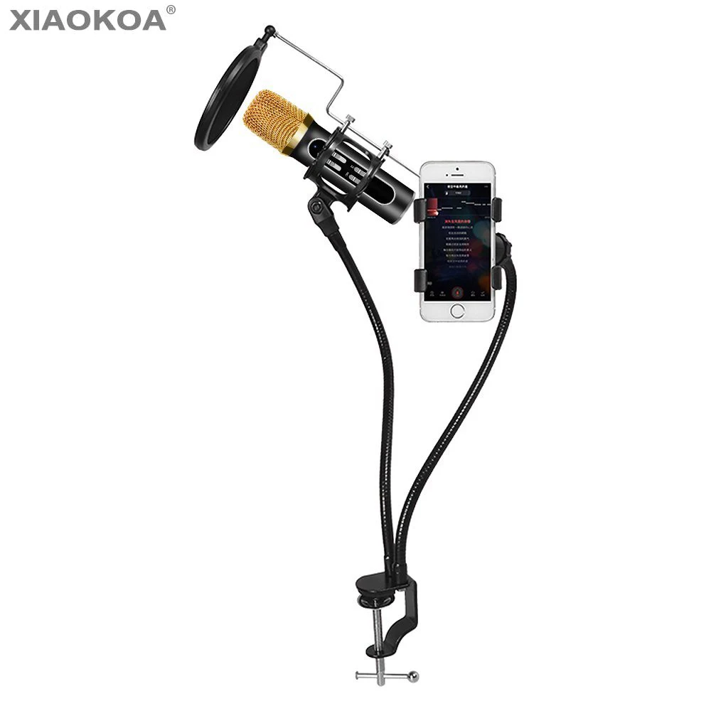 

Professional Condenser Microphone for phone with stand Portable Handheld microphone Studio Recording microphones for computer