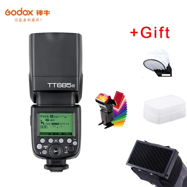 Godox TT685N 2,4G Беспроводной вспышка для фотокамер Speedlite HSS 1/8000s i-ttl GN60 Вспышка Speedlite для Nikon D800 D700 D7100 D7000 D5200 D7500 D810 D850 D750 - Цвет: Черный