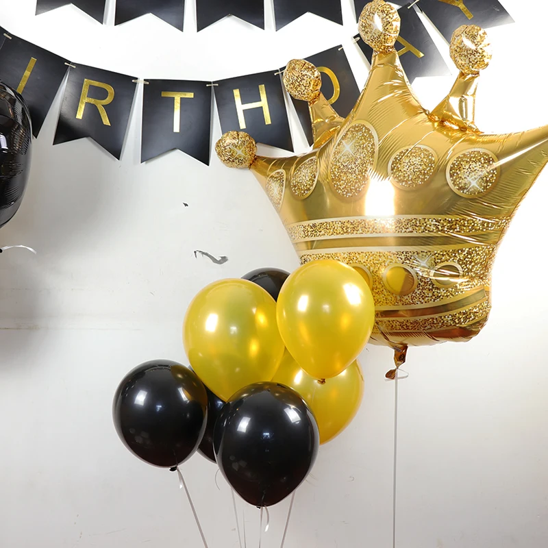 gold crown foil balloon latex balloons (12)