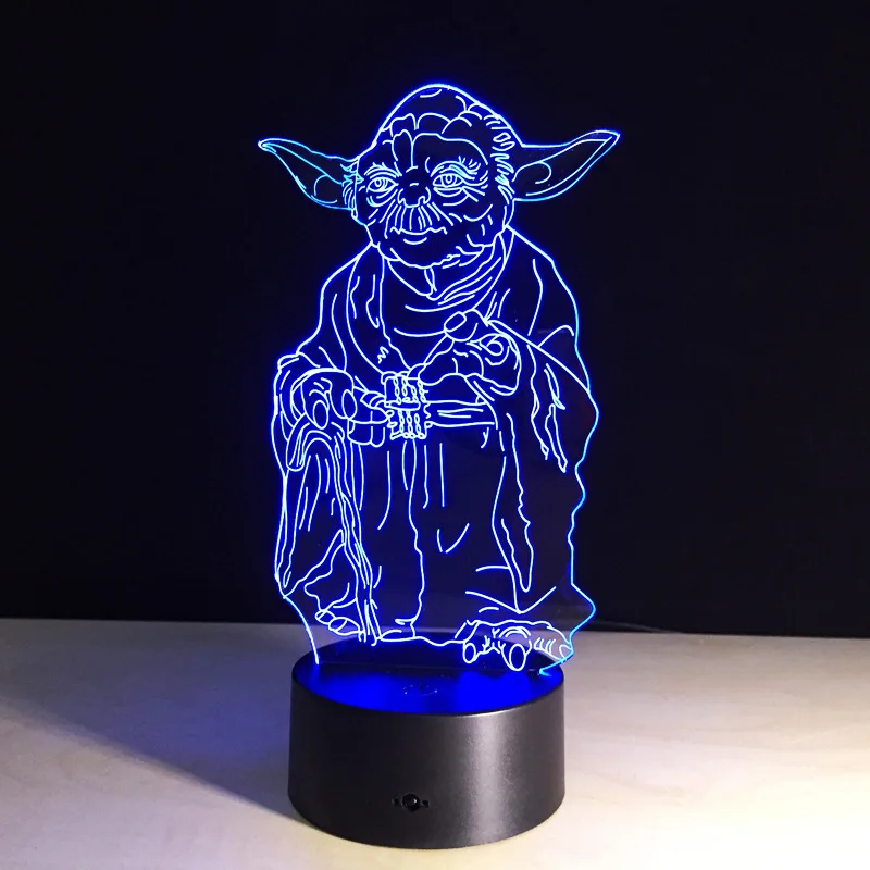 

Star Wars Yoda lamp 7 color changing visual illusion LED light deco fashion Novelty toy action figure kids birthday gift