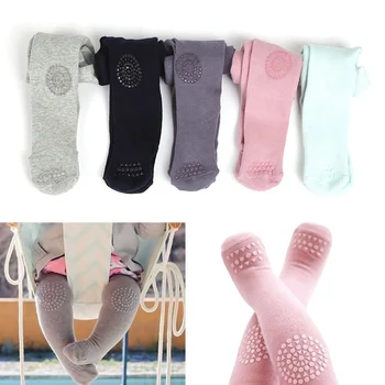 

Baby Girls Boys Pure Cotton Anti-Slip Tights Toddler Kids Solid Color Knitting Tights Children Knitted Stocking For 0-24 Months