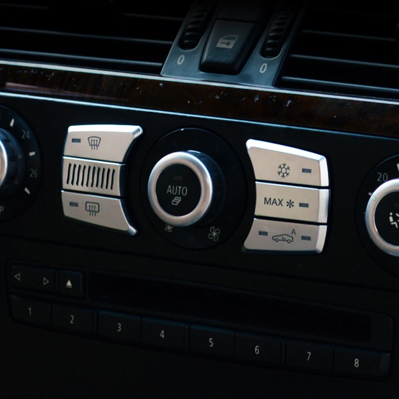 Хромированные кнопки для кондиционера ABS, Накладка для BMW 5 серии E60 520 523 525 2004-10, кнопки меню для стайлинга автомобилей с блестками