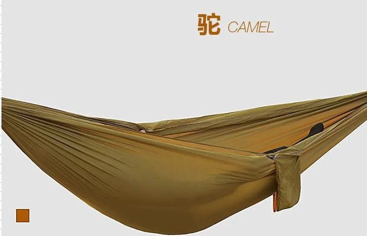 260 см* 140 см Большой размер двойной удобный гамак из парашютной ткани двойной гамак с парашютом гамаки Кемпинг кровать 300 кг нагрузка - Цвет: camel