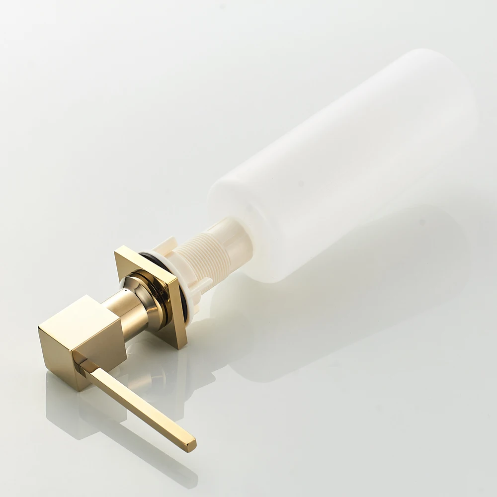 Online Küche Waschbecken Zubehör Shampoo Dispenser Set Gold Messing Luquid Seife Dispenser 350 ml Waschbecken mit Waschmittel Flasche Drücken