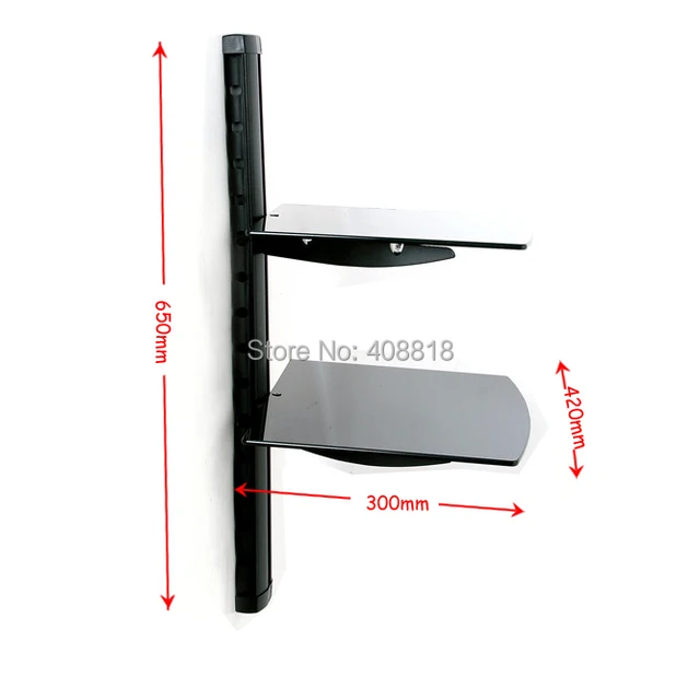 Black 2 Shelves Tv Stereo Rack Component Wall Mount Av Dvd Stand Black 2 Shelves Tv Stereo Rack Component Wall Mount Av Dvd Stand Tempered Gl