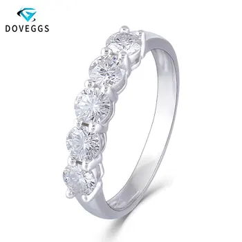

DovEggs Solid 14K 585 White Gold 1.25ctw FG Color Lab Created Moissainite Engagement Rings for Women Half Eternity Gold Band