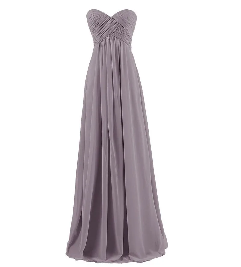 Шифон линии Милая плиссированная длина до пола для свидетельницы на свадьбе платья свадебное вечернее платье; robe de soiree застежкой-молнией на спине - Color: Grey 68