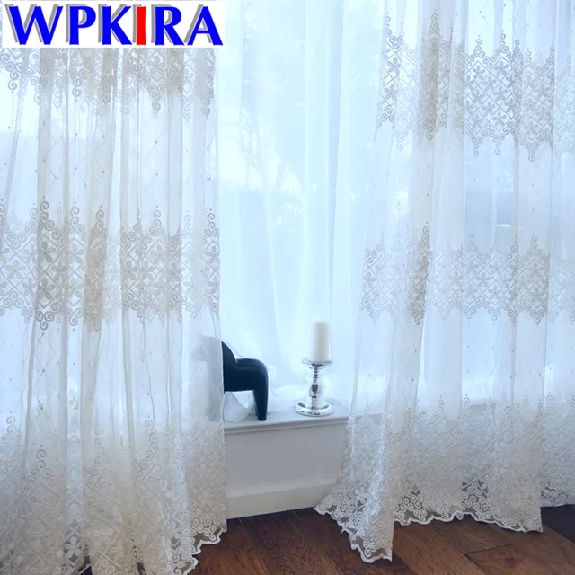 Embroidered Curtain Luxury Voile European Style Window Screen Embroidered Curtain Luxury Voile European Style Window Screen Luxurious Bay Living Room Panels Lace