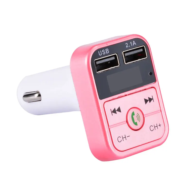 Fm-передатчик комплект беспроводной связи bluetooth для автомобиля Handsfree автомобильный MP3 аудио музыкальный плеер двойной USB Радио модулятор Автомобильный комплект 2.1A USB зарядное устройство - Название цвета: Розовый
