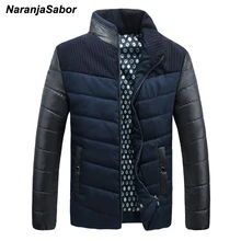 NaranjaSabor зимнее мужское плотное пальто, теплое стеганое повседневное Мужское пальто из искусственной кожи, мужское пальто, Мужская брендовая одежда 4XL