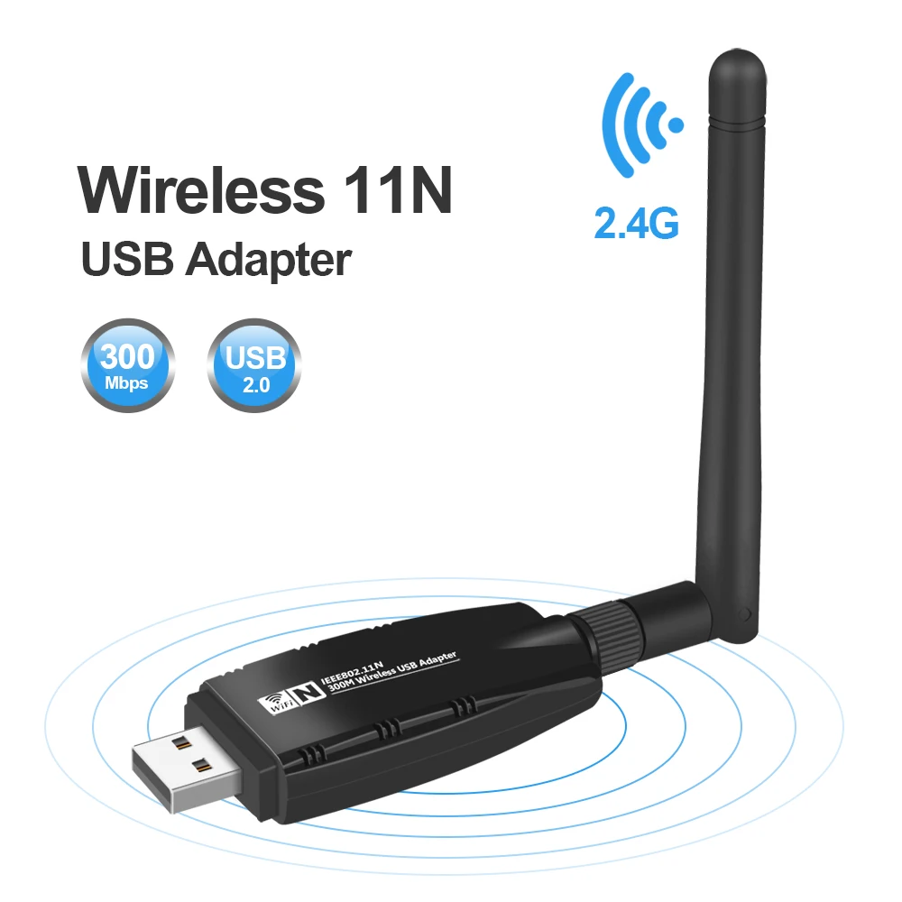 Mini USB wifi-адаптер с антенной Wi-Fi Сетевая карта Lan беспроводная сетевая карта Dongle 300 Мбит/с 20dB 802.11b/n/g USB Ethernet адаптер