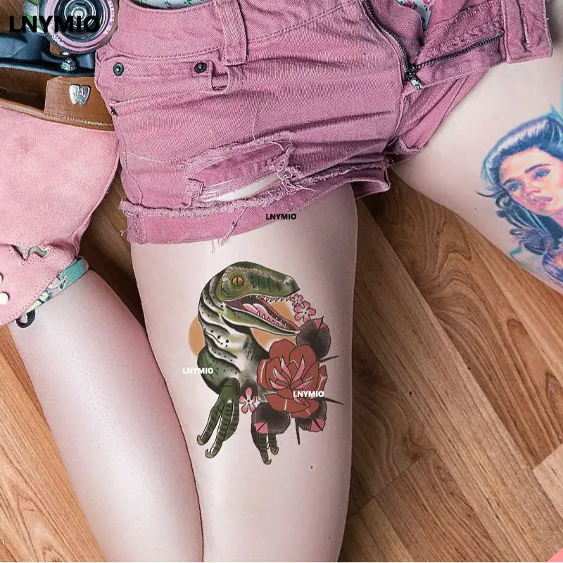 

2pcs/lot Dinosaur Tattoo women and man tempoary tattoo for arm animal style