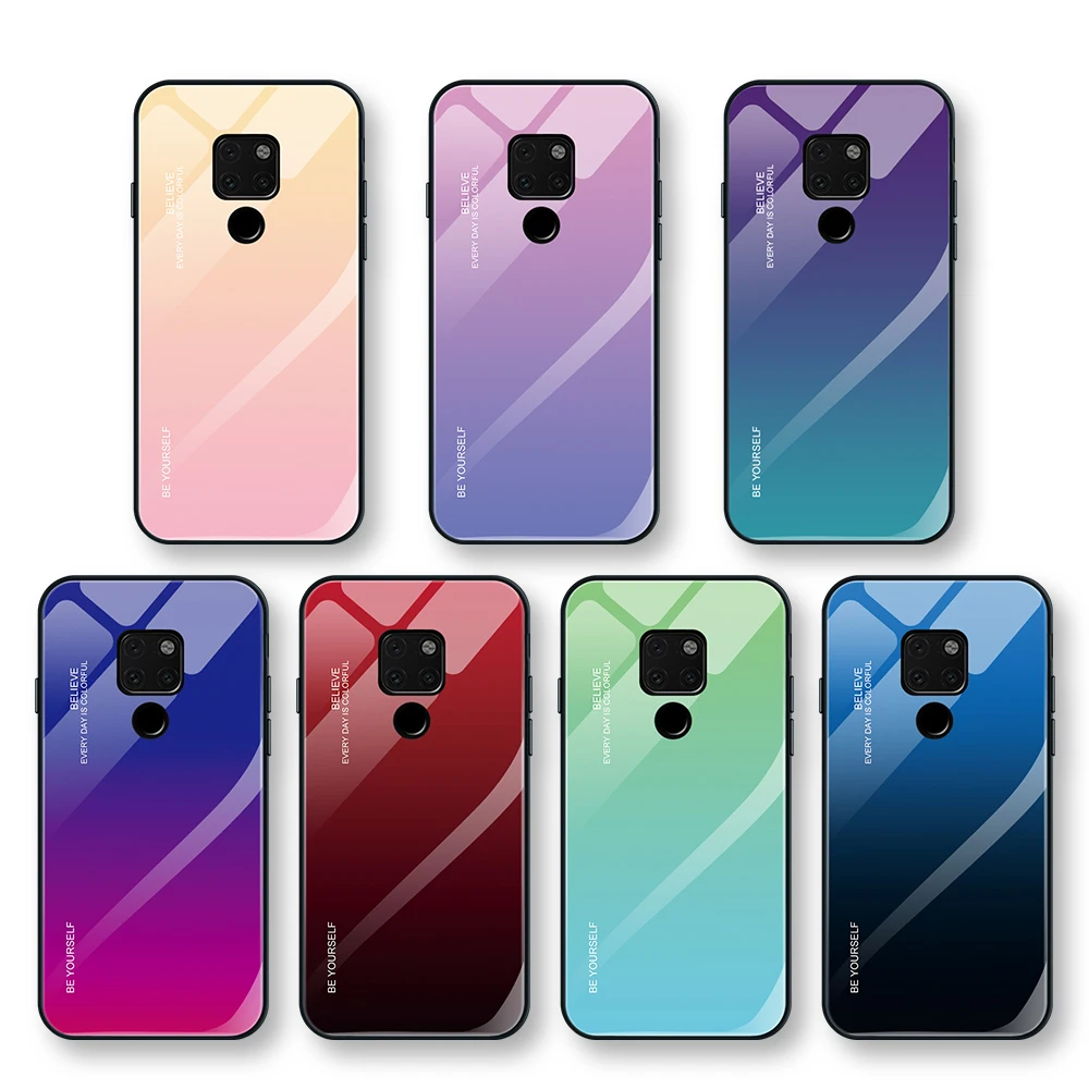 

For Huawei P30 Pro P20 Lite Case Hard Tempered Glass Gradient Back Cover case For huawei mate 20 pro 10 lite P Smart 2019 shell