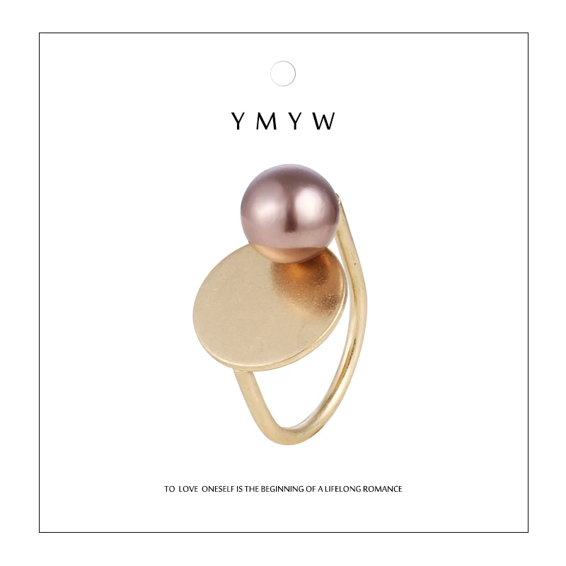 

YMYW Korean Trendy Elegant Golden Imitation Pearl Copper Ring Charms Brand Female Party Free Size Accessaries Jewelry For Women