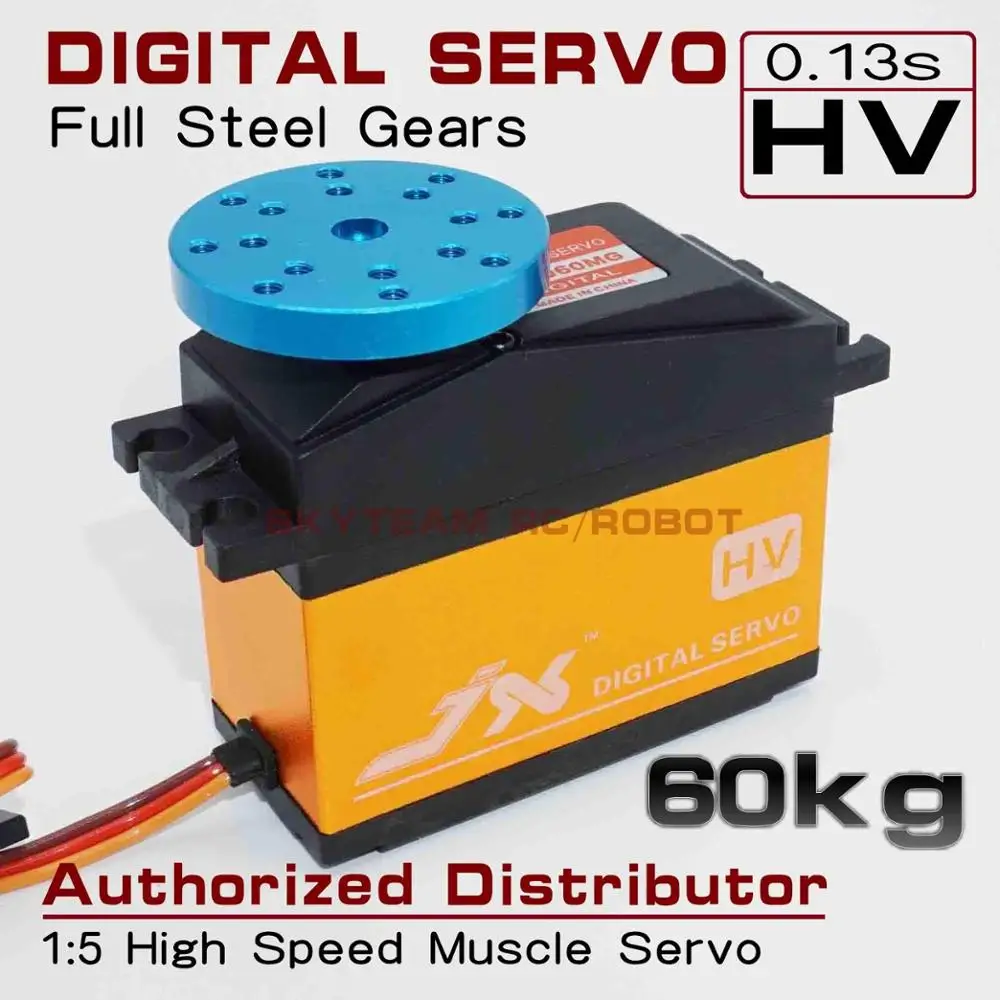 

JX Servo PDI-HV2060MG 60KG High Torque 180 Digital Servo For Robot Arm 1:5 RC Model Car Helicopter Parts 15T Round Disc