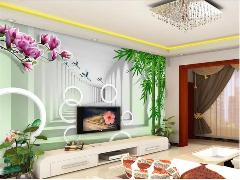 

custom 3d photo wallpaper living room mural orchid bamboo scenery photo painting sofa TV background wall non-woven wall sticker