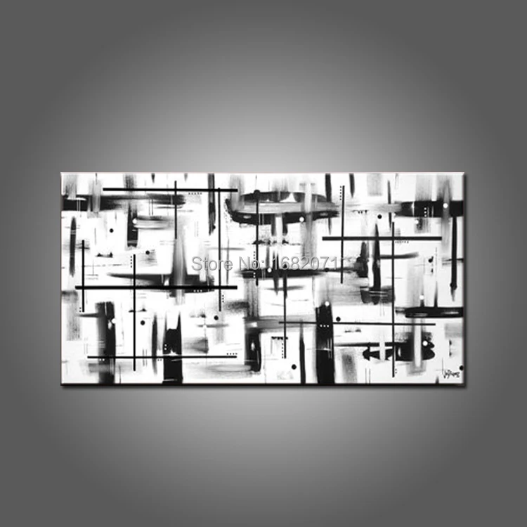 High Skills Artist Hand-painted Abstract White and Black Oil Painting For Living Room Decoration Abstract Modern Black Painting