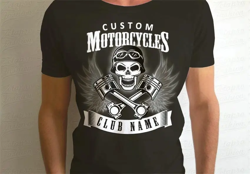 Модная летняя футболка из 100% хлопка Байкерская с надписью Moto Teschio Club Hot Rot