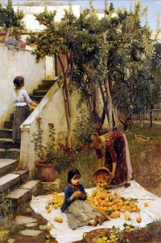 

Neo Classical figurative painting canvas portrait poster beauty picture giant picture home modern art The Orange Gatherers