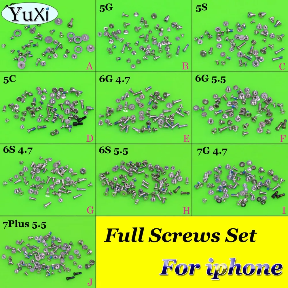 

YuXi Screw Complete Screws Full Set Replacement Repair for iPhone 7 7plus 6 6 plus 4 4S 5 5s 5C Mobile Accessories
