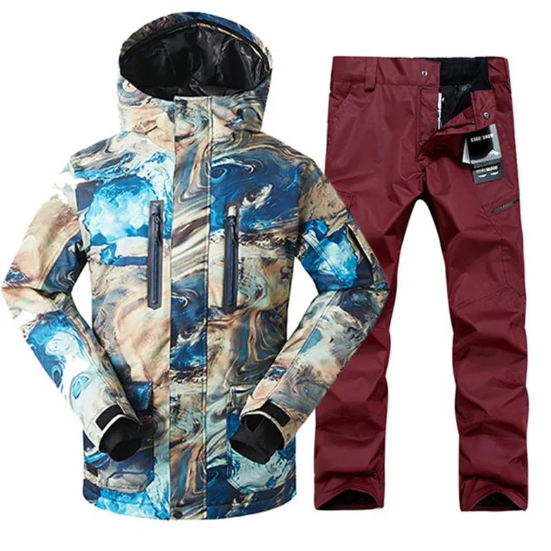 Лыжный костюм для катания на открытом воздухе, куртка и штаны,, брендовый мужской зимний лыжный комплект, сноуборд, костюм для мужчин - Цвет: 07