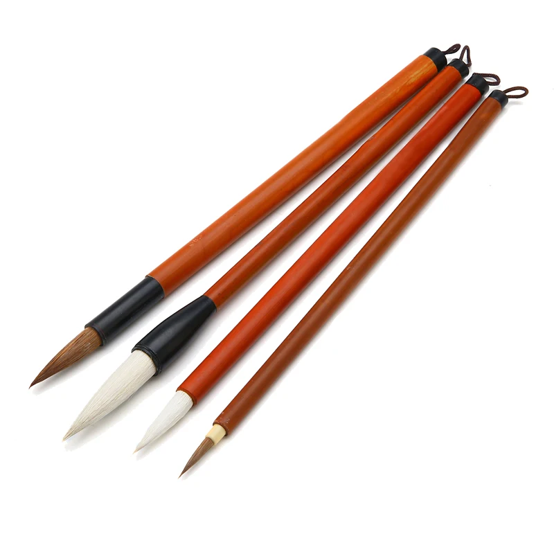 4Pcs Wolf Hair/Sheep Hair Artist Drawing Brush Chinese Painting Brushes Watercolor Painting Calligraphy Writing Tool