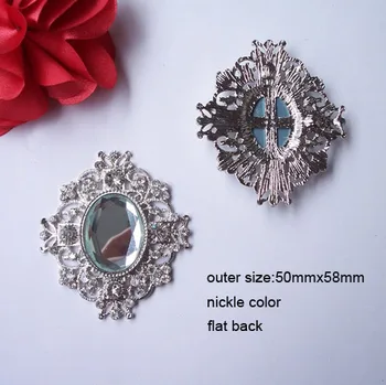 

(J0064) 50mmx58mm rhinestone metal button,flat back,nickle plating,100pcs/lot
