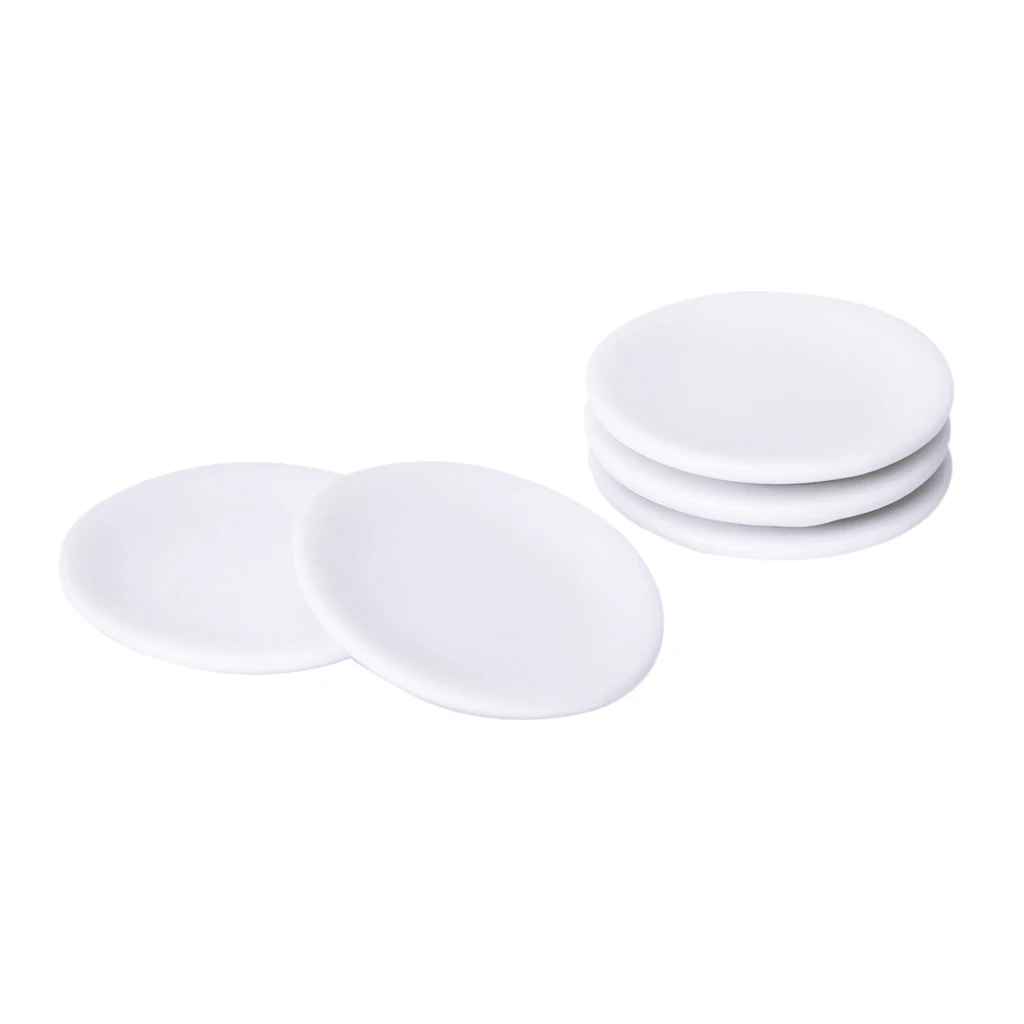 5 Pieces 1:12 Dollhouse Miniatures White Porcelain Dish Plate Tableware Kit Kitchen Decor