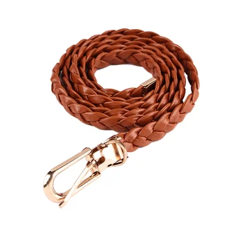 

New 2019 Fashion Womens Vivid Braided Casual PU Leather Narrow Thin Buckle Strap Waist Belt Women Candy Skinny Waistband Belt
