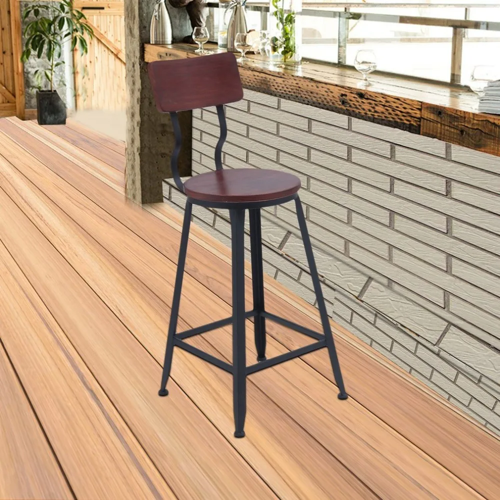 Vintage Rustic High Barstool Kitchen Dining Chair Durable Pub Bar Chair Modern Bar Stool Industrial Barstool Home Furniture