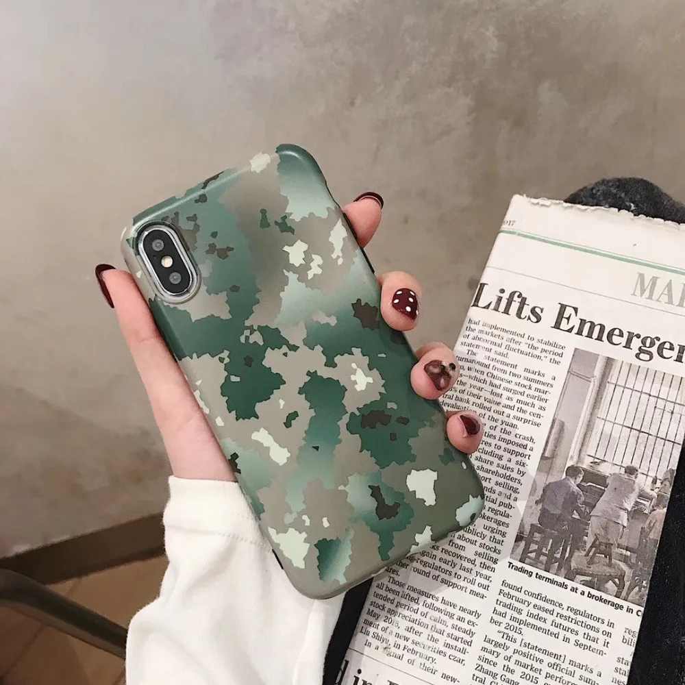 

maosenguoji Simple Fashion Army Green Camouflage funny Mobile Phone Case for iphone 6 6s 6plus 7 7plus 8 8plus X XR XS MAX 6.5