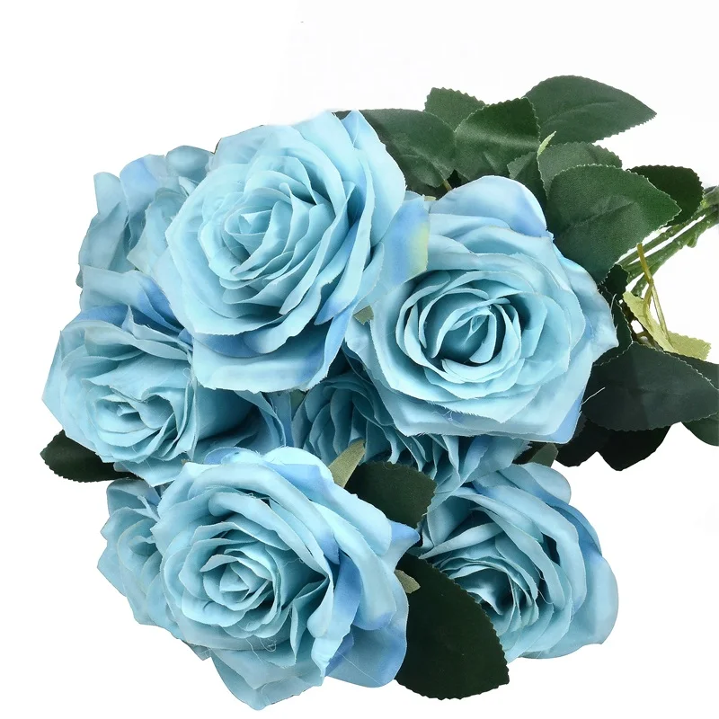 10 голов розы искусственный цветок Французский Шелковый букет роз для свадьбы, дома, вечерние украшения, искусственный цветок, Осеннее украшение